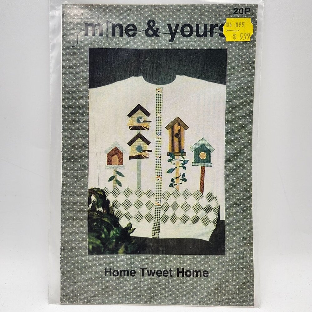 Apple Creek Mine And Yours Home Tweet Home Cardigan Sweatshirt Pattern Kit 1993